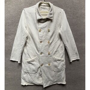 Frank & Eileen Jacket Womens Large Cream Belfast Lab Trench Pea Coat Cotton USA